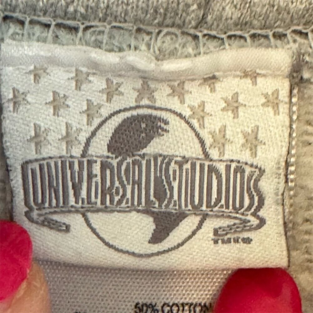 Universal Studios Unisex Gray Pullover Hoodie Size L Kangaroo Pocket - Picture 4 of 5